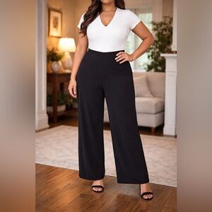 LAURA Short Sleeve Wide Leg Classy Black and White Jumpsuit Size 12 Womens NWOT